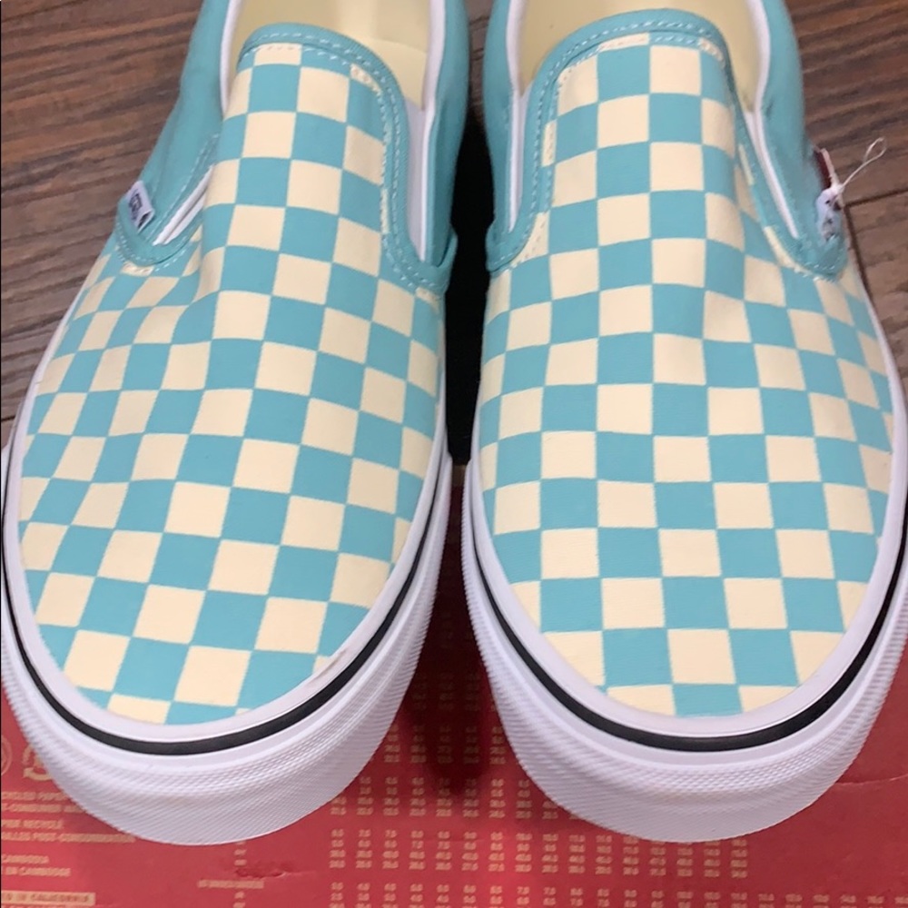 VANS CLASSIC SLIP-ON CHECKERBOARD Aqua Haze MEN’s - Picture 4 of 16